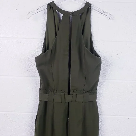 NWT Lulus In the City Green Olive Surplice Sleeveless Jumpsuit Pocket Size Small - Picture 5 of 11